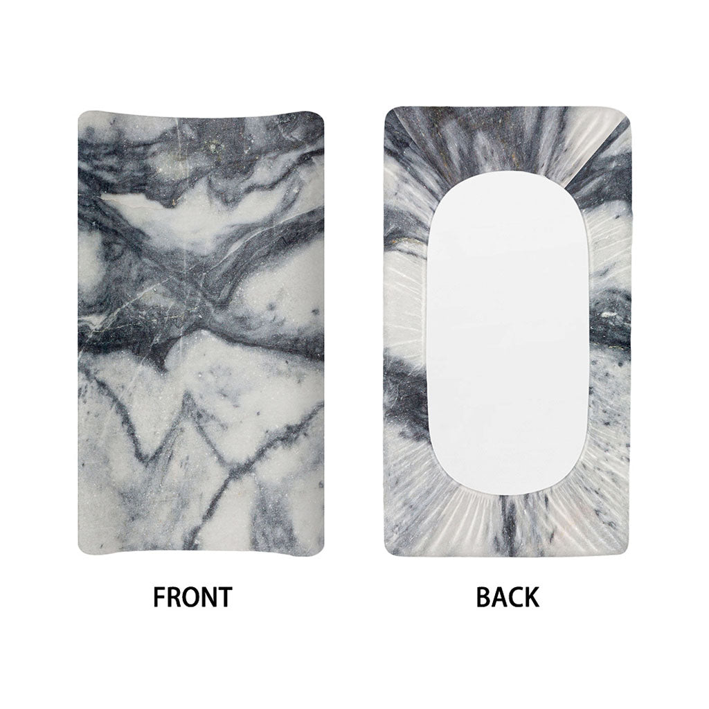 Dark Grey White Marble Print Changing Pad Cover