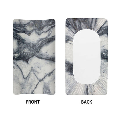 Dark Grey White Marble Print Changing Pad Cover