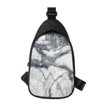 Dark Grey White Marble Print Chest Bag