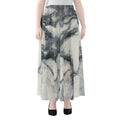 Dark Grey White Marble Print Chiffon Maxi Skirt