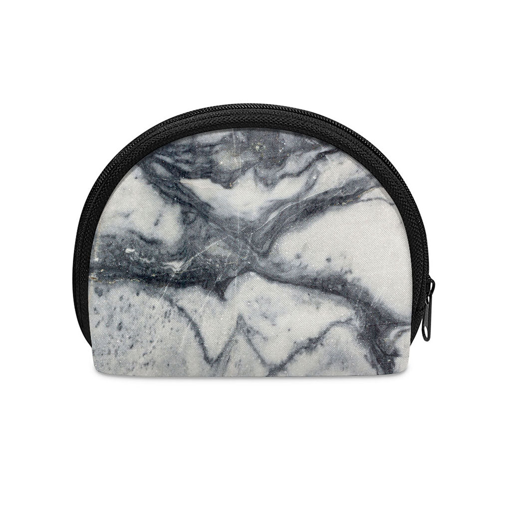 Dark Grey White Marble Print Coin Purse