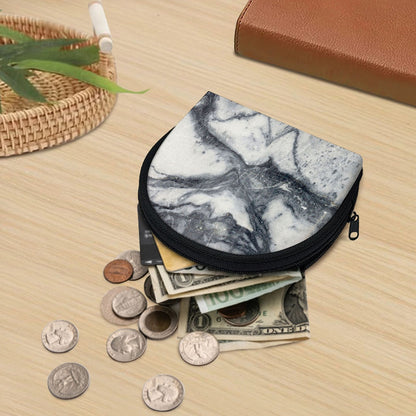 Dark Grey White Marble Print Coin Purse