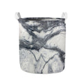 Dark Grey White Marble Print Collapsible Laundry Basket