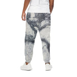 Dark Grey White Marble Print Cotton Pants
