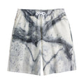 Dark Grey White Marble Print Cotton Shorts