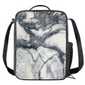 Dark Grey White Marble Print Crossbody Lunch Bag
