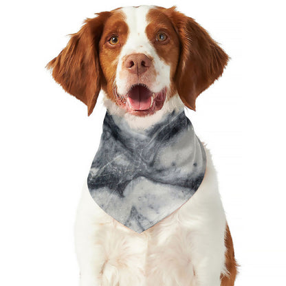 Dark Grey White Marble Print Dog Bandana