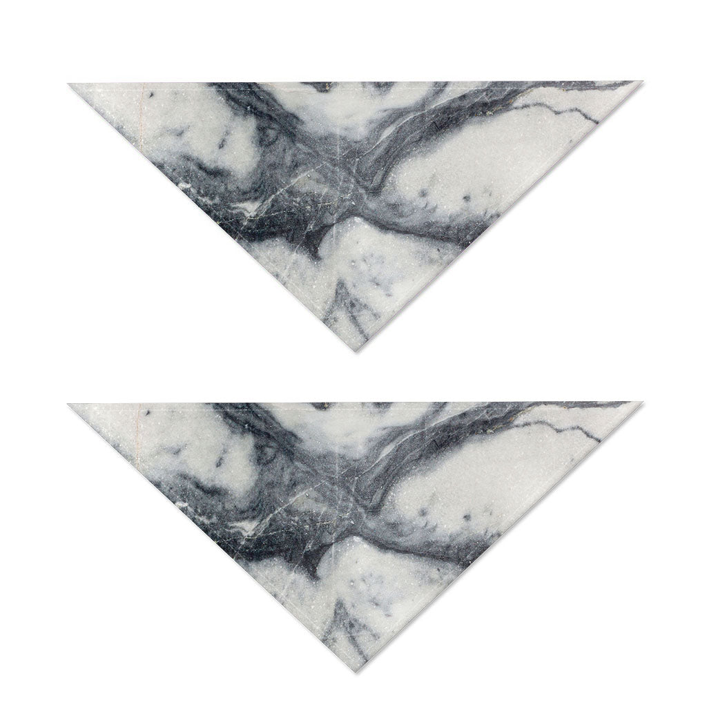 Dark Grey White Marble Print Dog Bandana