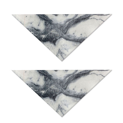 Dark Grey White Marble Print Dog Bandana