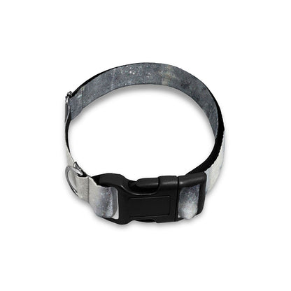 Dark Grey White Marble Print Dog Collar