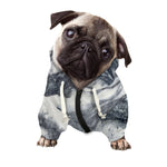 Dark Grey White Marble Print Dog Zip Up Hoodie