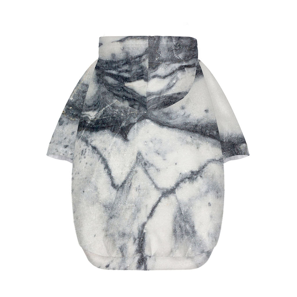 Dark Grey White Marble Print Dog Zip Up Hoodie
