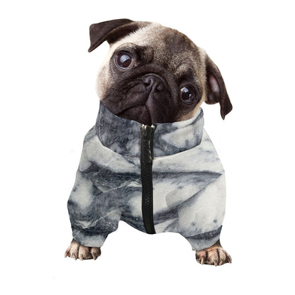 Dark Grey White Marble Print Dog Zip Up Jacket