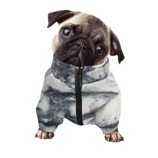 Dark Grey White Marble Print Dog Zip Up Jacket