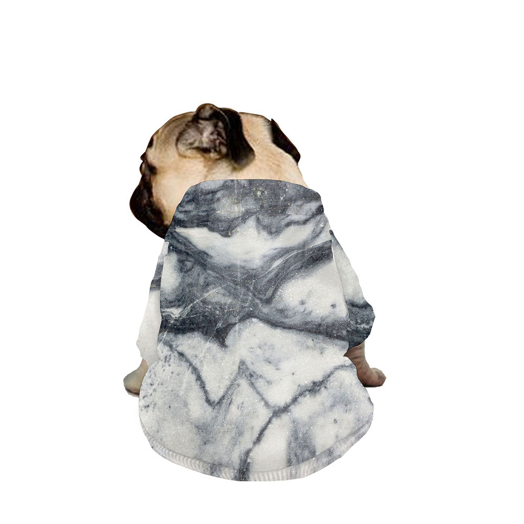 Dark Grey White Marble Print Dog Zip Up Jacket