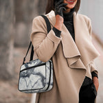 Dark Grey White Marble Print Double Strap Bible Bag