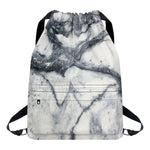 Dark Grey White Marble Print Drawstring Backpack