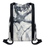 Dark Grey White Marble Print Drawstring Backpack
