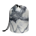 Dark Grey White Marble Print Drawstring Makeup Bag