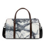 Dark Grey White Marble Print Duffle Bag