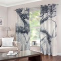 Dark Grey White Marble Print Extra Wide Grommet Curtains