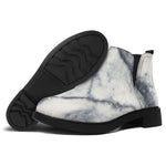 Dark Grey White Marble Print Flat Ankle Boots