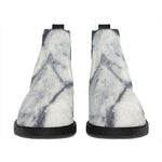 Dark Grey White Marble Print Flat Ankle Boots