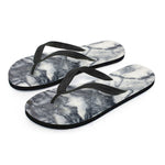 Dark Grey White Marble Print Flip Flops