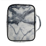 Dark Grey White Marble Print Front Pocket Bible Bag