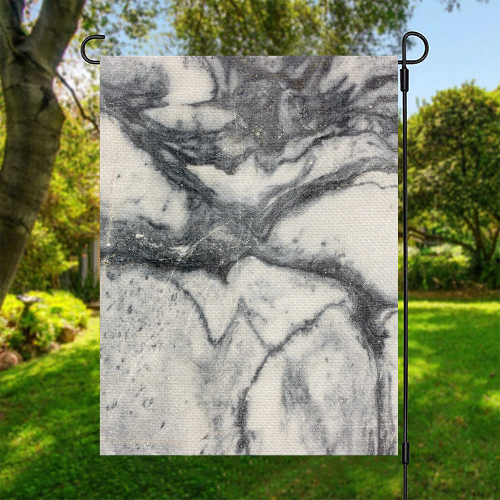 Dark Grey White Marble Print Garden Flag