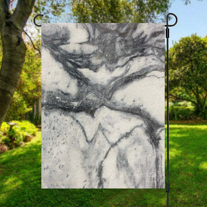 Dark Grey White Marble Print Garden Flag