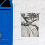 Dark Grey White Marble Print Garden Flag