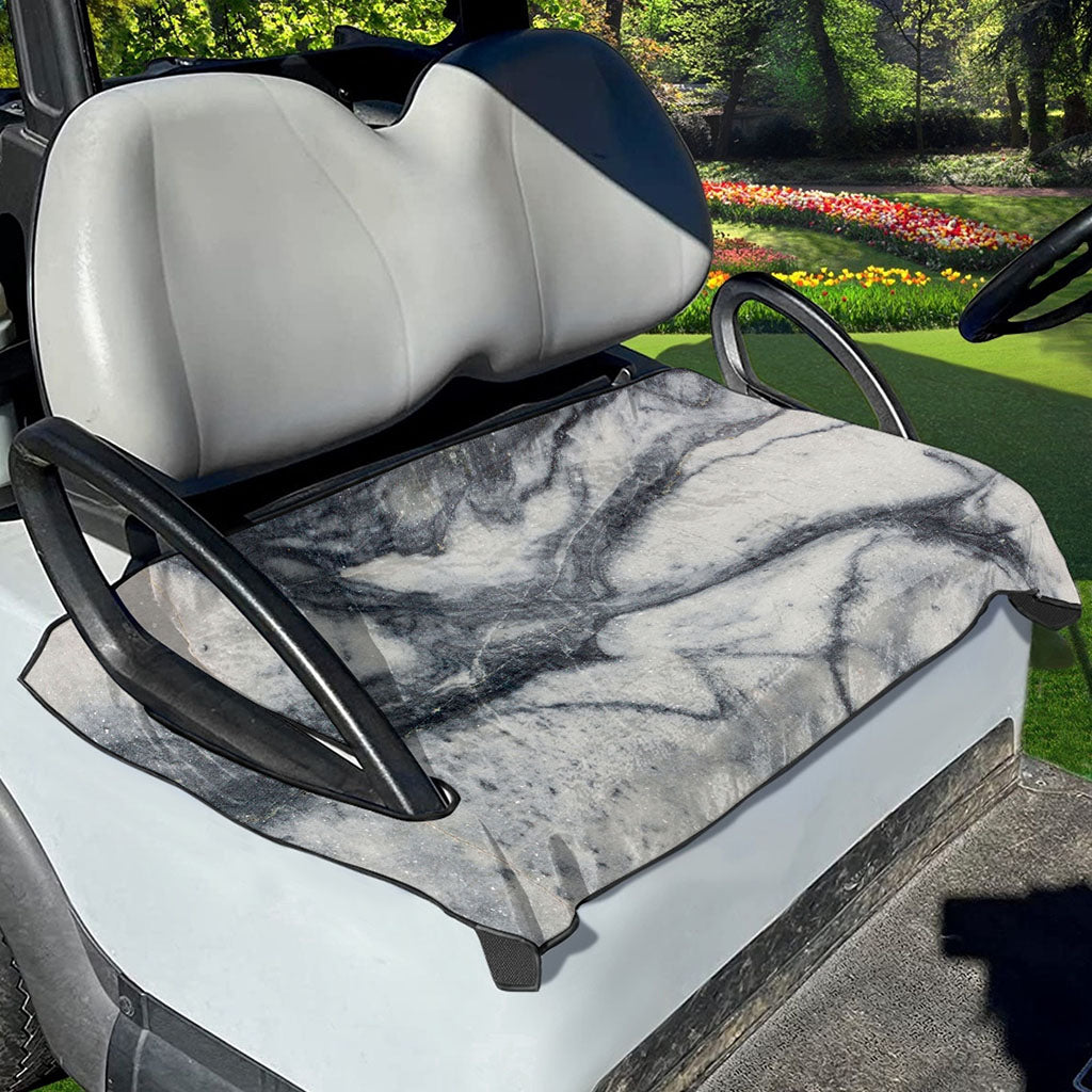 Dark Grey White Marble Print Golf Cart Seat Cover