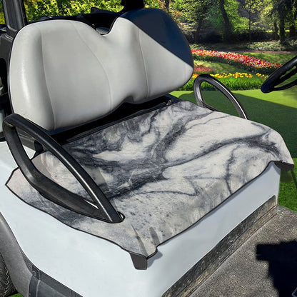 Dark Grey White Marble Print Golf Cart Seat Cover