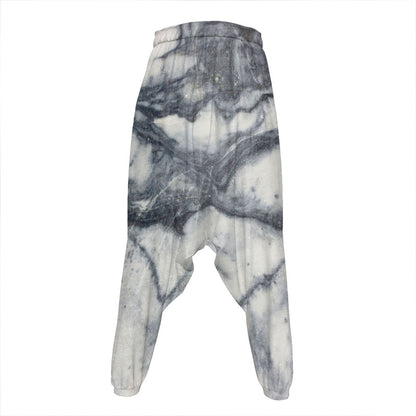 Dark Grey White Marble Print Hammer Pants