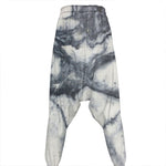 Dark Grey White Marble Print Hammer Pants