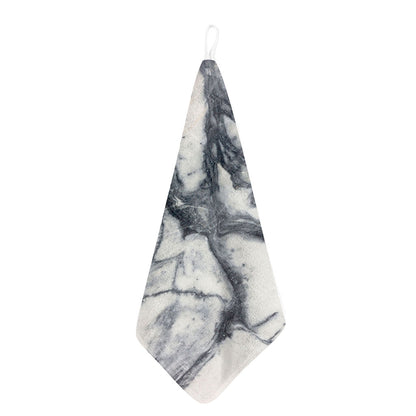 Dark Grey White Marble Print Hand Towel