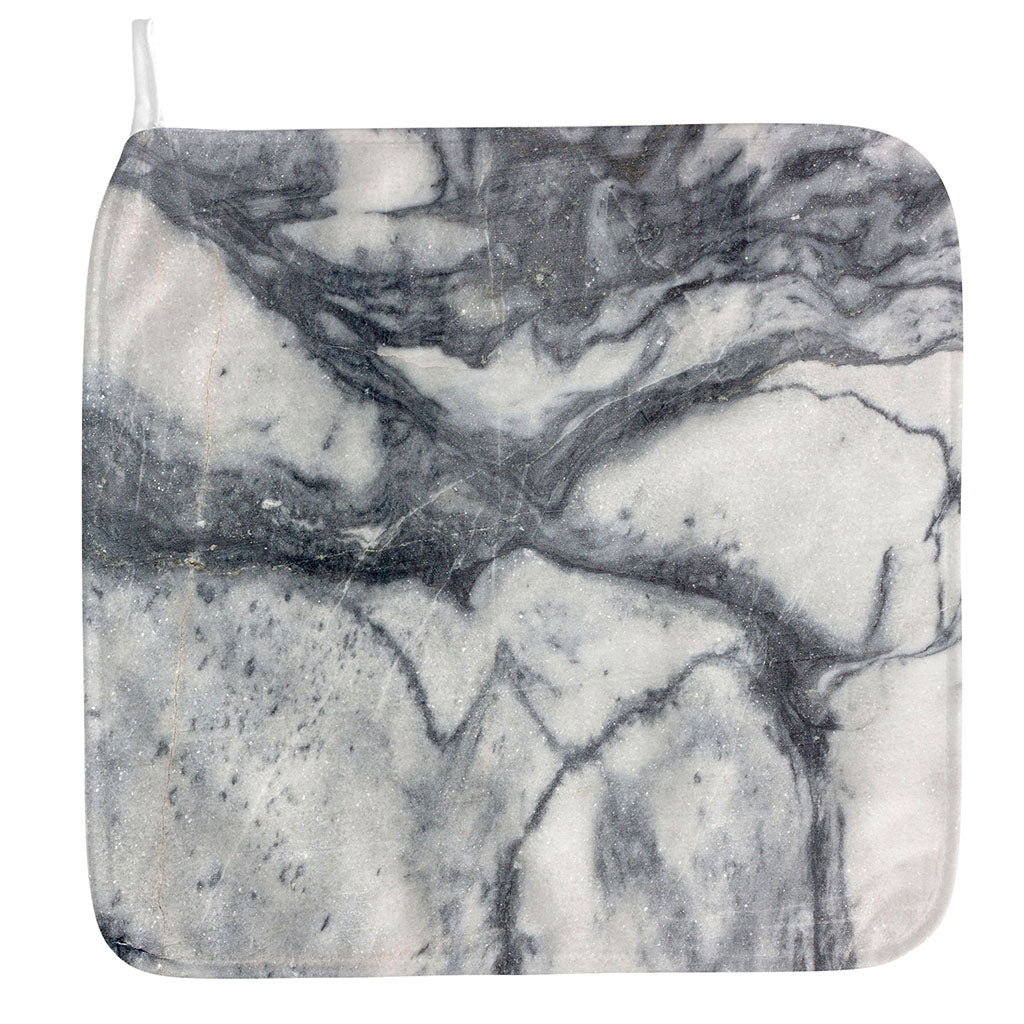 Dark Grey White Marble Print Hand Towel