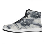 Dark Grey White Marble Print High Top Leather Sneakers