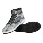 Dark Grey White Marble Print High Top Leather Sneakers