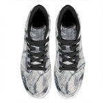 Dark Grey White Marble Print High Top Leather Sneakers