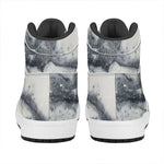 Dark Grey White Marble Print High Top Leather Sneakers