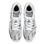 Dark Grey White Marble Print High Top Leather Sneakers