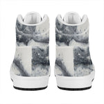 Dark Grey White Marble Print High Top Leather Sneakers