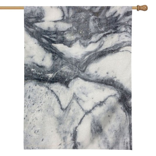 Dark Grey White Marble Print House Flag