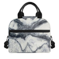Dark Grey White Marble Print Insulated Lunch Bag
