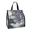 Dark Grey White Marble Print Insulated Lunch Tote