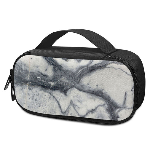 Dark Grey White Marble Print Insulin Cooler Travel Case