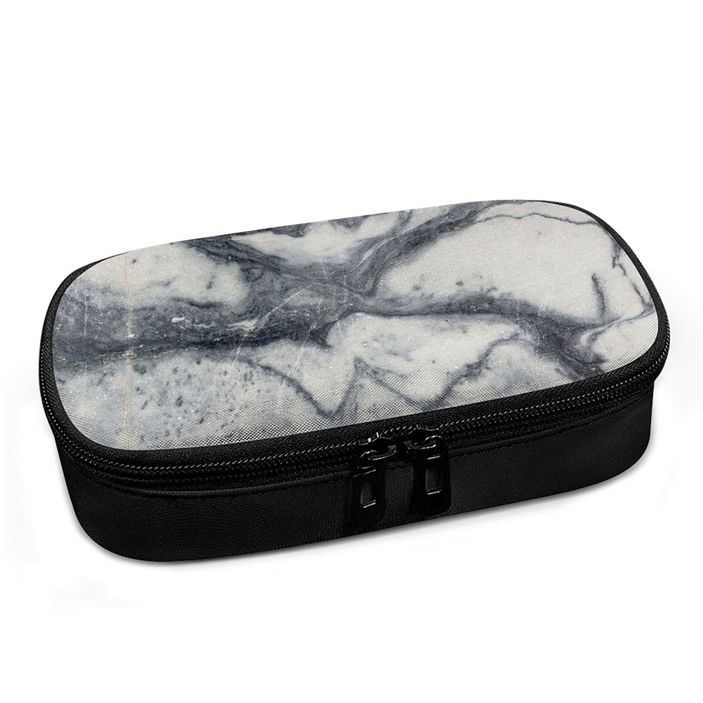 Dark Grey White Marble Print Insulin Cooler Travel Case