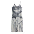 Dark Grey White Marble Print Jersey Midi Cami Dress